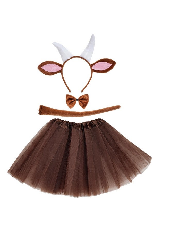 Jmkcoz Goat Costume Tutu Set, Goat Ears And Horns Headband Tail Bowtie Tutu Fancy Animal Costume For Halloween Cosplay Dress Up Party - Image 1