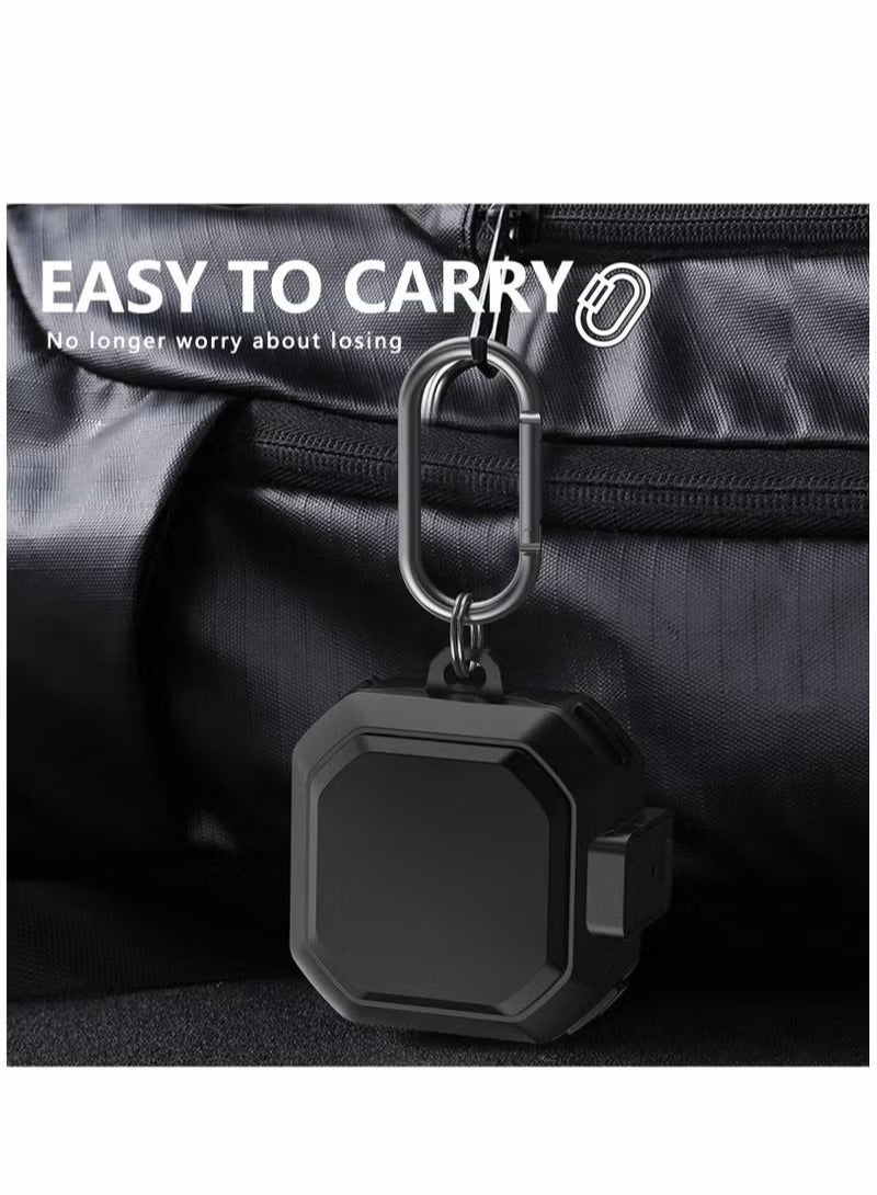 Armor Case Cover for Samsung Galaxy Buds Pro, Galaxy Buds Live, Galaxy Buds 2 Case Cover with Security Lock, Hard Rugged PC Shockproof Case Cover with Keychain/Straps -black - Image 5