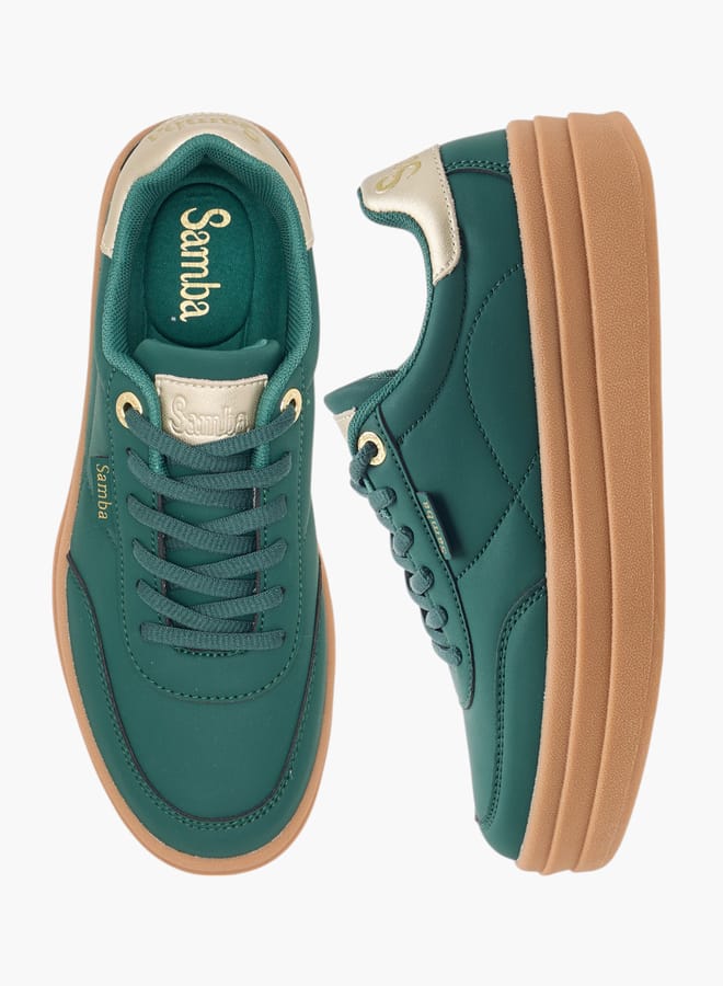 SAMBA Womens' Panelled Lace-Up Sneakers - Image 2