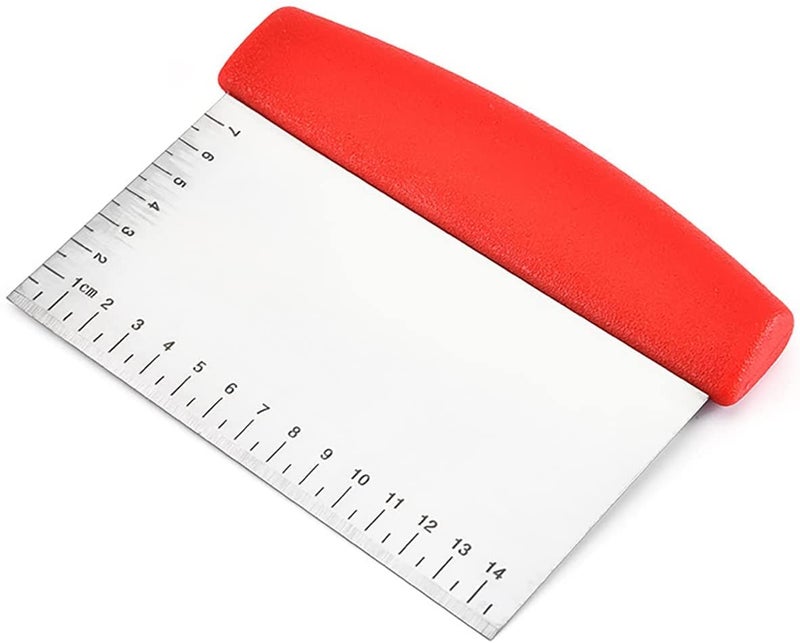 Trifecta Stainless Steel Griddle Scraper Chopper, Dough Bench Scraper Cutter with Measuring Marks, Kitchen Tool for Flat Top Griddle Grilling, Baking, Cooking, size: 6.3 * 3.9 * 1.2 inch (pack - 1 red) - Image 1