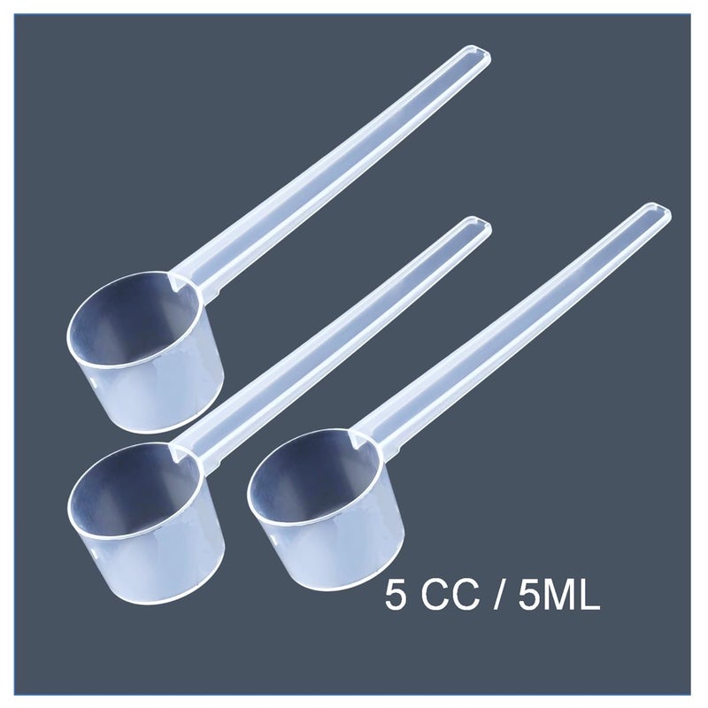 Oleaf 5cc Measuring Scoop | Long Handle Plastic Spoon 5ml|Clear Food Grade Plastic Scoop for Accurate Dosing of Powders, Liquids, Spices, Kitchen, Lab(25 nos) - Image 4
