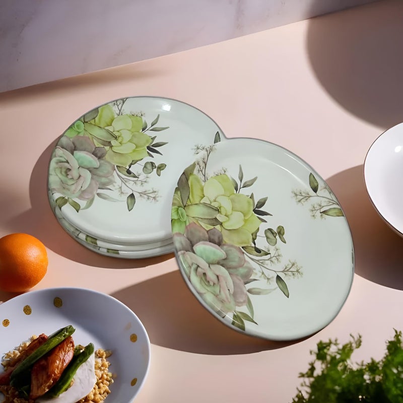BHOJANWARE Set of 6 Melamine Round Small Snack Quarter Plates - Perfect Addition to Your Kitchen Utensils and Plates Collection (Size: 18 Cm/ 7 Inch) - Image 1
