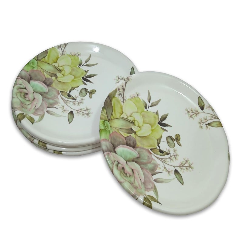 BHOJANWARE Set of 6 Melamine Round Small Snack Quarter Plates - Perfect Addition to Your Kitchen Utensils and Plates Collection (Size: 18 Cm/ 7 Inch) - Image 3