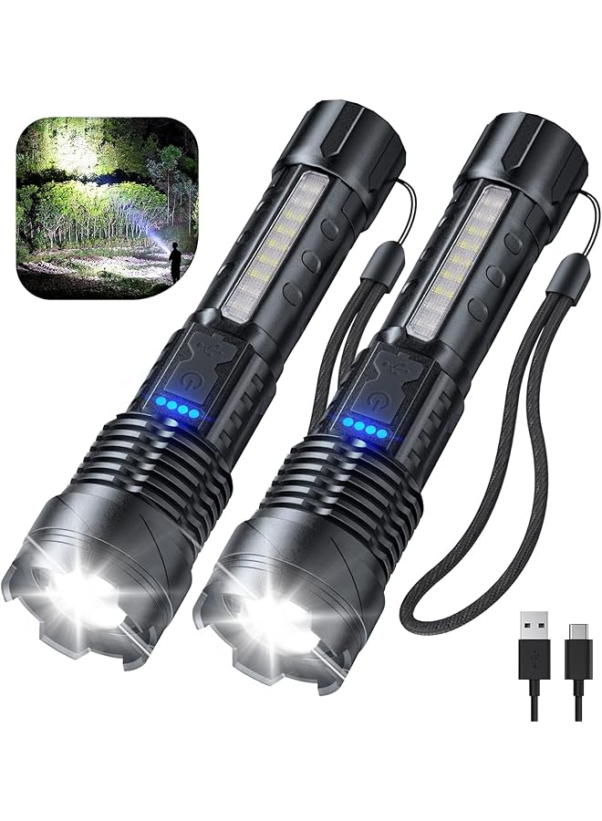 promass Flashlight High Lumens Rechargeable 2 Pack, 990000 Lumen Super Bright Led Flashlights with 7 Light Modes, IPX6 Waterproof, Powerful Handheld Flash Light for Camping Home Emergencies - Image 1