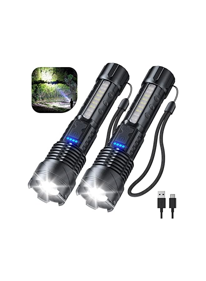 promass Flashlight High Lumens Rechargeable 2 Pack, 990000 Lumen Super Bright Led Flashlights with 7 Light Modes, IPX6 Waterproof, Powerful Handheld Flash Light for Camping Home Emergencies - Image 2