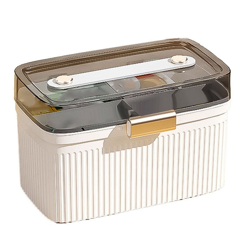 Household Medicine Box Portable Double Layer Medical Box Transparent Plastic First Aid Case for Children White - Image 4