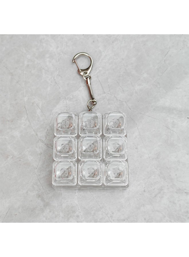 9-key Transparent Pc Base Keycap Material Personalized Press Mechanical Keyboard Decompression Toy Keychain