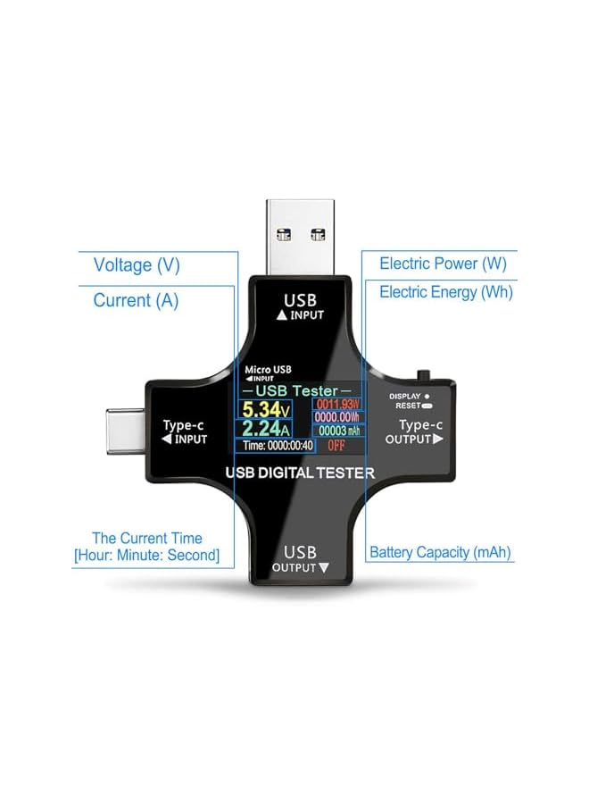 PROMASS promass USB C Power Meter Tester, 2 in 1 USB C Type-c Tester Color Screen IPS Digital Multimeter, USB C Voltage Current Voltmeter Amp Volt Ammeter Detector, USB Cable Charger Indicator 3.6-32V 0-5.1A  - Image 4