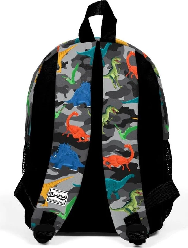 كورال هاي Kids Gray Camouflage Dinosaur Patterned Two-Compartment Nest Backpack 23350