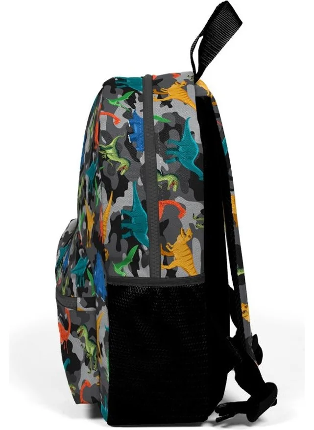 كورال هاي Kids Gray Camouflage Dinosaur Patterned Two-Compartment Nest Backpack 23350