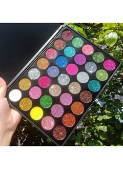 VERONNI VERONNI Pro 35 Color Glitter Shimmer Eyeshadow Makeup Palette Pigment Stage Make Up Eye Shadow Plattet (35 Glitter)  - Image 5