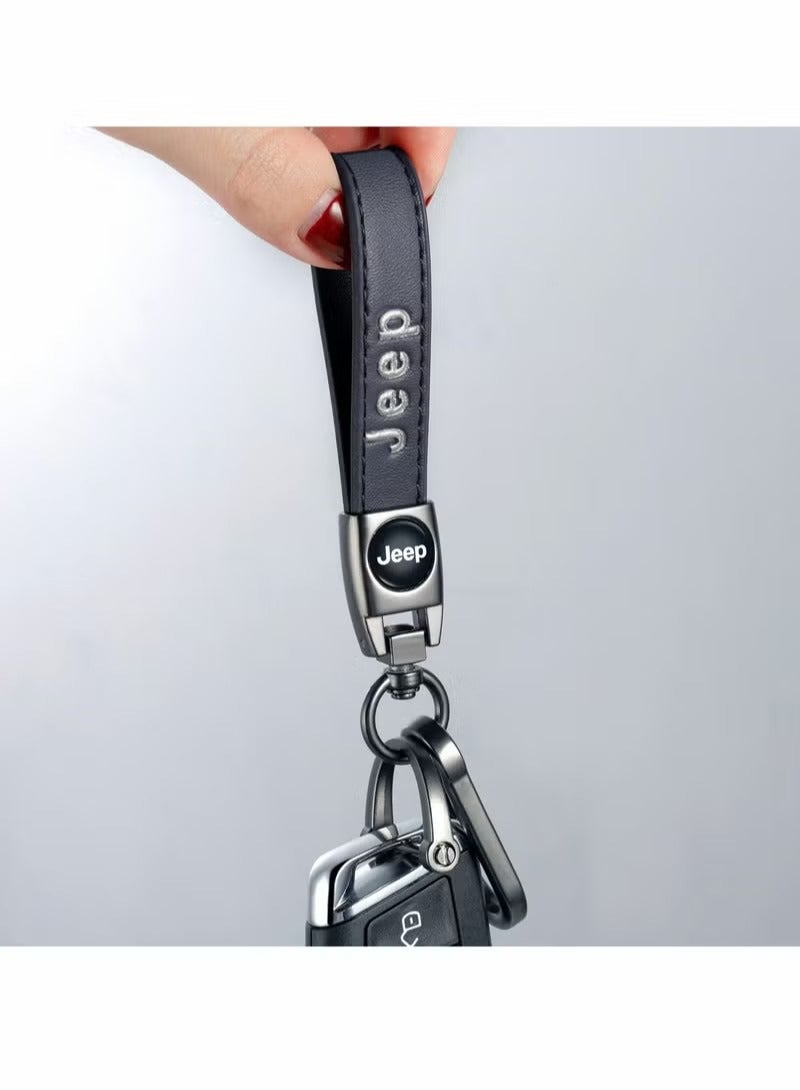 Bikte جلد طبيعي مفتاح سلسلة دعوى لسيارة جيب فوب سلسلة المفاتيح رانجلر بوصلة شيروكي المتمرد باتريوت جراند كوماندر - Image 5