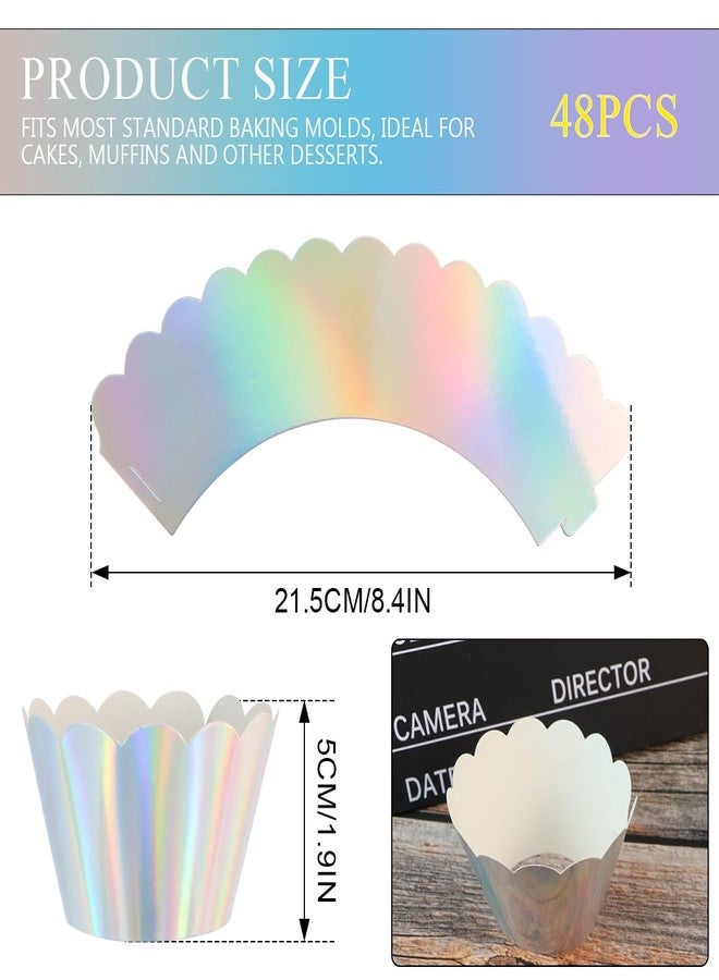 LCJAOF Colourful Rainbow Cupcake Liners - 48Pcs Cupcake Baking Cups Food Grade Greaseproof Paper Muffin Liners for Birthday Party and Wedding Decoration Cupcake Wrappers - Image 2