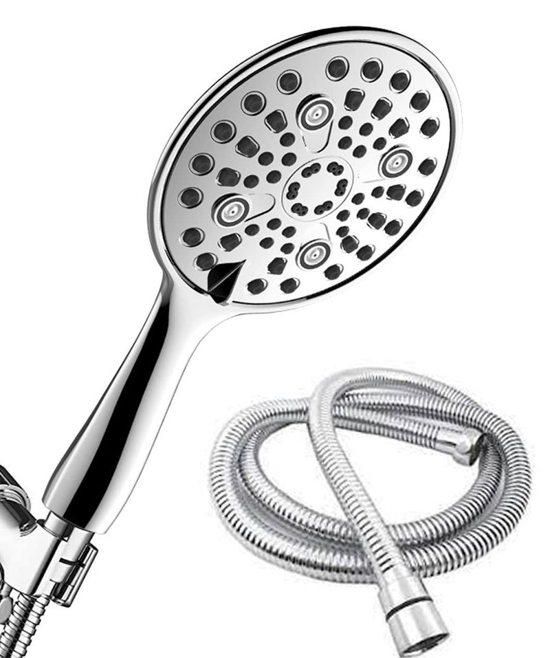 Aquieen Aquieen 6 Round 6 Function Water saving Mist Rain Shower Head Hand Shower with Tube Hook  - Image 1