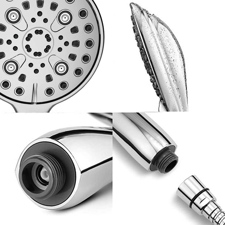 Aquieen Aquieen 6 Round 6 Function Water saving Mist Rain Shower Head Hand Shower with Tube Hook  - Image 4