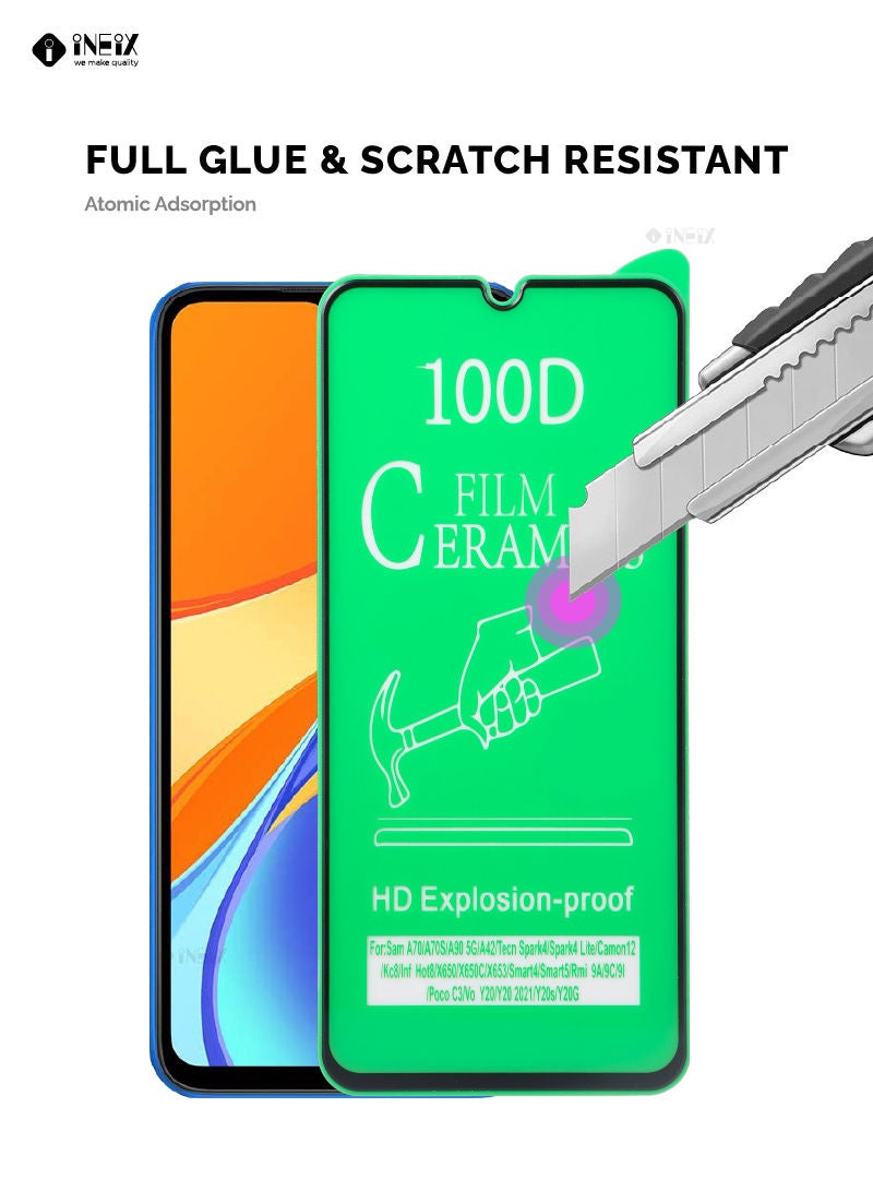 إينيكس ثلاث قطع عالية النقاء من واقي حماية الشاشة من الخدوش والصدمات لهاتف شاوميريدمي 9C  - شفاف/أسود - Image 3