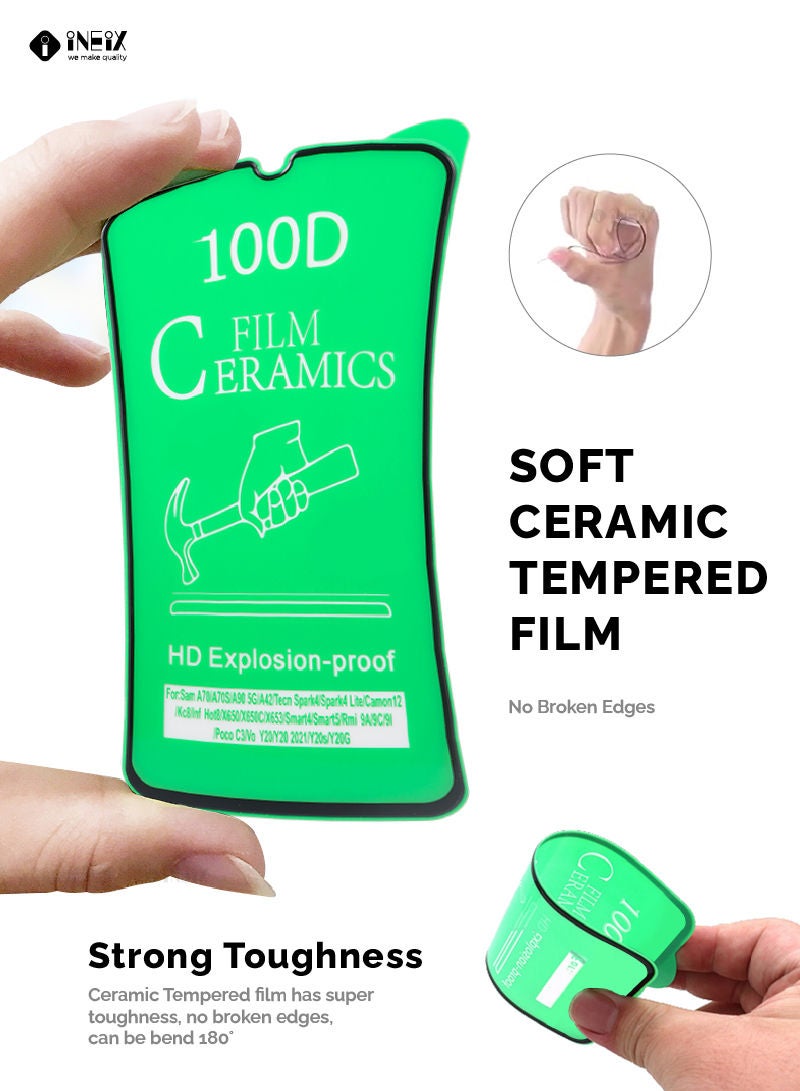 إينيكس ثلاث قطع عالية النقاء من واقي حماية الشاشة من الخدوش والصدمات لهاتف شاوميريدمي 9C  - شفاف/أسود - Image 5