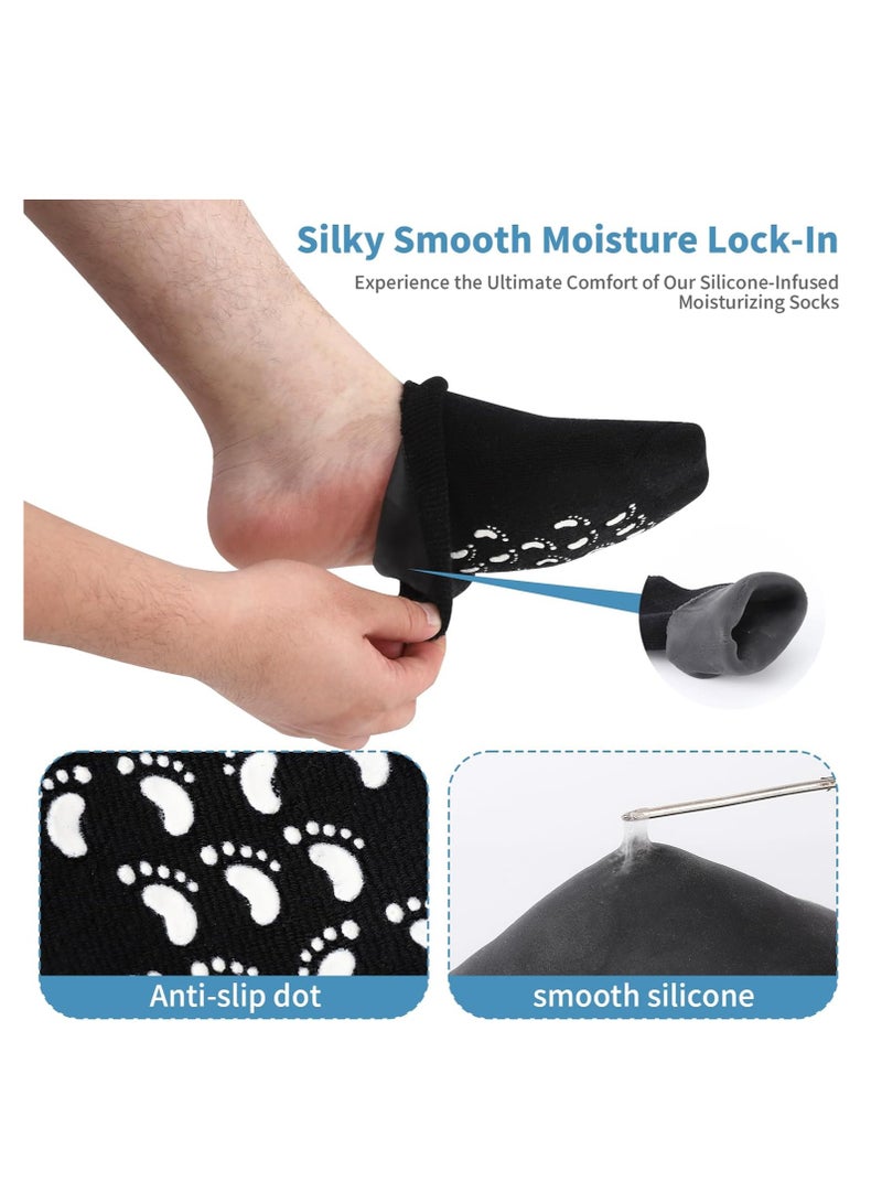 YelaJoy Silicone Moisturizing Socks for Men and Woman，Soft Non-slip Foot Care Socks,  Feet Moisturizing Socks for Dry Cracked Feet (3 Pairs，23*30 cm)  - Image 3