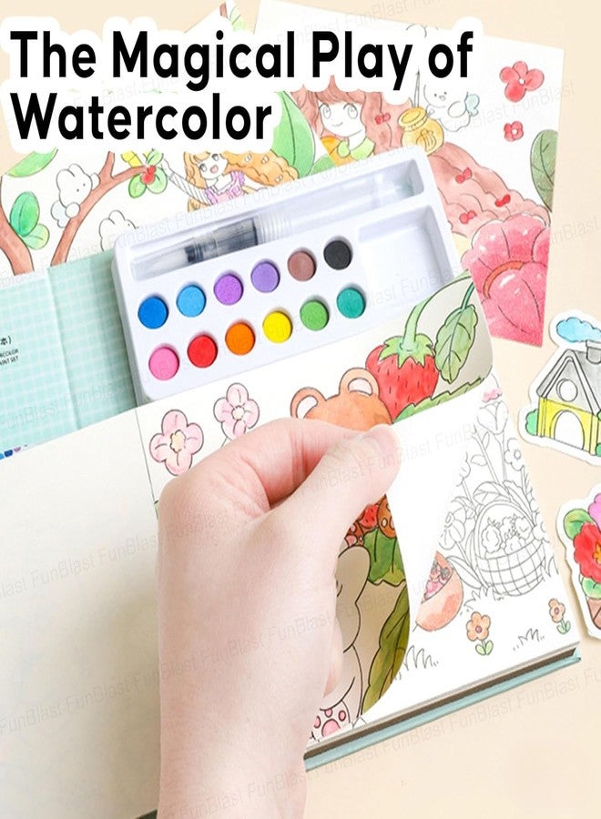 SNEVIL Watercolor Painting and Doodle Set for Kids - DIY Graffiti Coloring Note-Book Magic Books with Pigments and Paper, Suitable for Kindergarten and Kids Art Projects with Color (Rabbit, 1) - Image 3