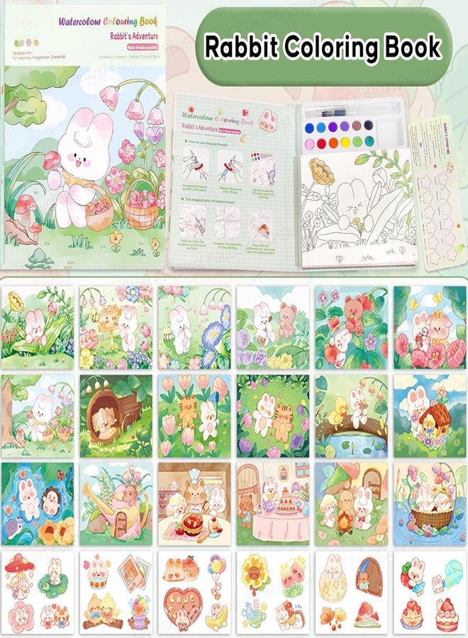 SNEVIL Watercolor Painting and Doodle Set for Kids - DIY Graffiti Coloring Note-Book Magic Books with Pigments and Paper, Suitable for Kindergarten and Kids Art Projects with Color (Rabbit, 1) - Image 5