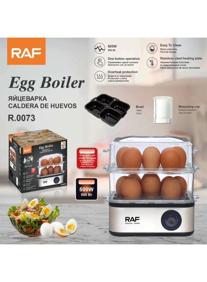 RAF R.0073 Electric Egg Boiler & Food Steamer, 2 Layer, 500W High Capacity Egg Cooker with One-Touch Operation for Eggs & Vegetables - Image 5