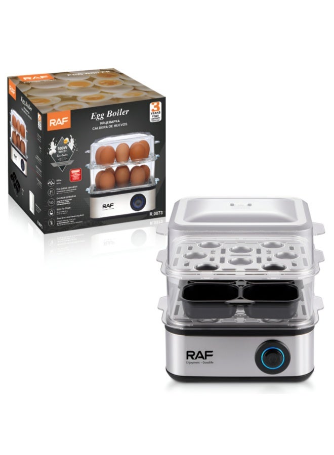 RAF R.0073 Electric Egg Boiler & Food Steamer, 2 Layer, 500W High Capacity Egg Cooker with One-Touch Operation for Eggs & Vegetables - Image 4