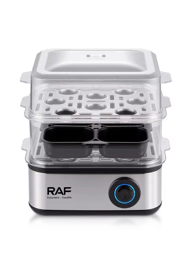 RAF R.0073 Electric Egg Boiler & Food Steamer, 2 Layer, 500W High Capacity Egg Cooker with One-Touch Operation for Eggs & Vegetables - Image 2