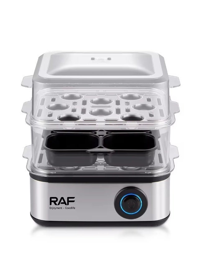 Electric Egg Boiler & Food Steamer, 2 Layer, 500W High Capacity Egg Cooker with One-Touch Operation for Eggs & Vegetables - Image 2