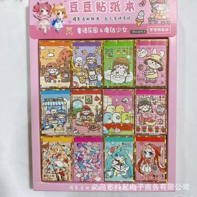 Generic Sanrio Kuromi Gilded Notebook Mini Cute Girl Sticker Album Fairy tale paradise 