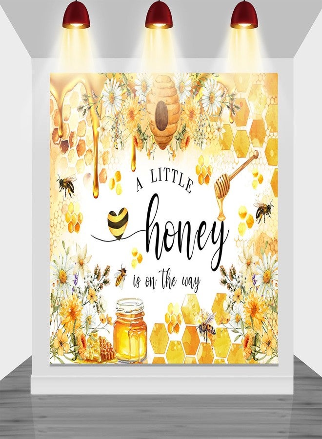 Mocsicka Bee Baby Shower Backdrop A Little Honey is on The Way Baby Shower Party Decorations Banner for Kids Honeycomb Bumble Bee Baby Shower Photography Background (Yellow, 7x5ft(82"x60")) - Image 4