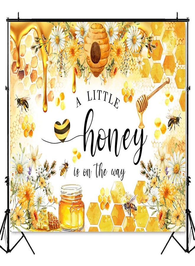 Mocsicka Bee Baby Shower Backdrop A Little Honey is on The Way Baby Shower Party Decorations Banner for Kids Honeycomb Bumble Bee Baby Shower Photography Background (Yellow, 7x5ft(82"x60")) - Image 5