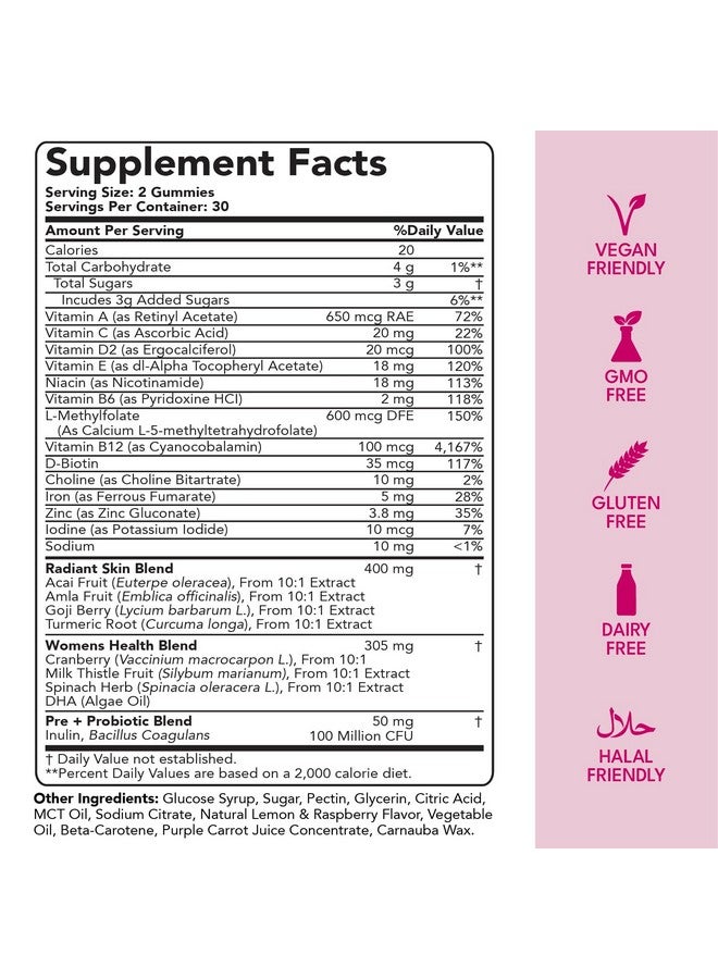 Sakoon nutrition Halal Women's Full Spectrum Multivitamin Gummies with Probiotics & Prebiotics - Complete Daily Wellness Support, Immune & Digestive Health - Vegan, Non-GMO, Delicious Fruit Flavor! - Image 2