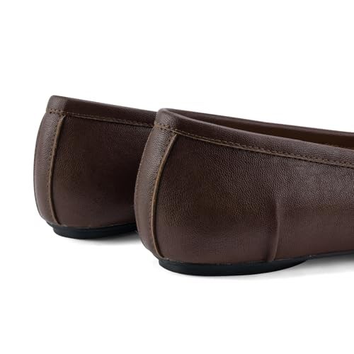 VBDB Tabi Brown Flats Shoes for Women Slip on Low Heel Wide Width Casual Shoes Split Toe Ballet Flats Size 7 - Image 5