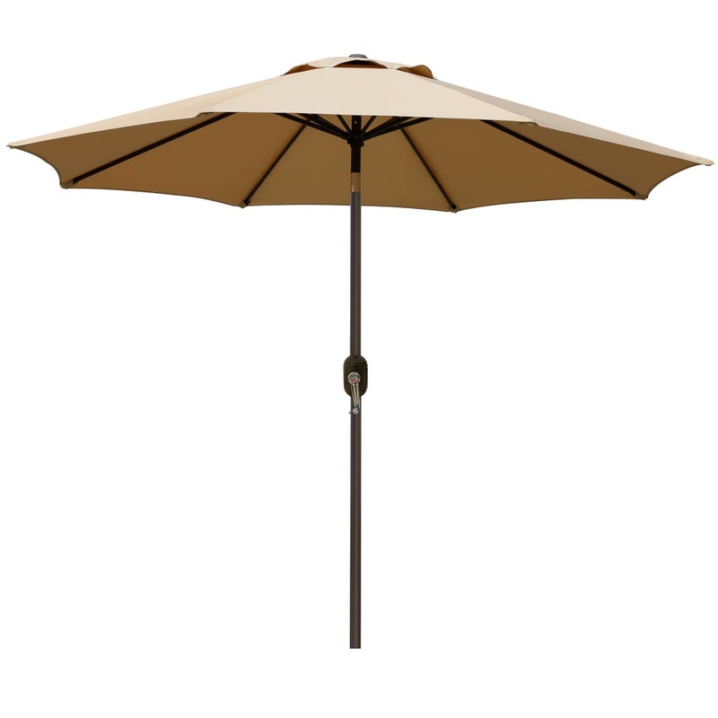 Blissun 9' Outdoor Patio Umbrella, Outdoor Table Umbrella, Yard Umbrella, Market Umbrella with 8 Sturdy Ribs, Push Button Tilt and Crank (Tan) - Image 1