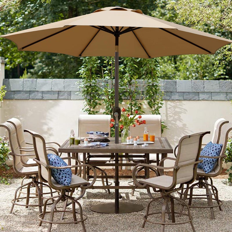 Blissun 9' Outdoor Patio Umbrella, Outdoor Table Umbrella, Yard Umbrella, Market Umbrella with 8 Sturdy Ribs, Push Button Tilt and Crank (Tan) - Image 5