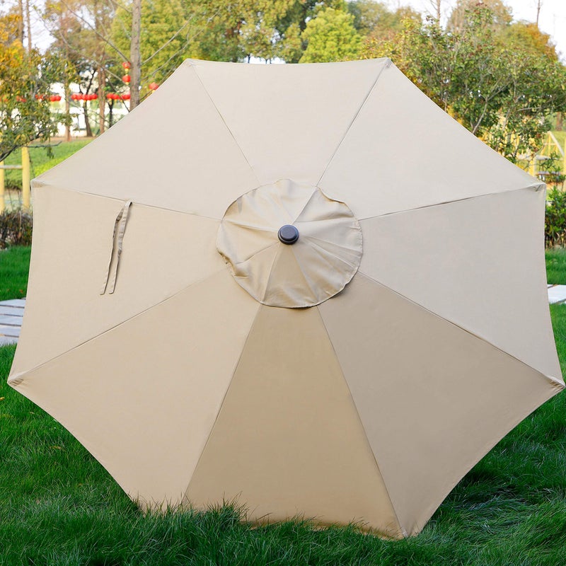 Blissun 9' Outdoor Patio Umbrella, Outdoor Table Umbrella, Yard Umbrella, Market Umbrella with 8 Sturdy Ribs, Push Button Tilt and Crank (Tan) - Image 4