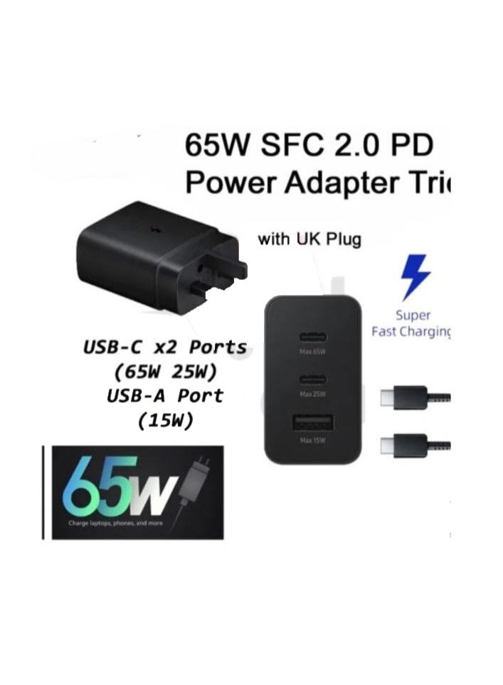 جوميلا شاحن USB C بقوة 65 واط لجهاز سامسونج جالاكسي S26 ألترا S26+ S25 ألترا لشحن فائق السرعة 3 منافذ لشاحن ل Lenovo/HP ل MacBook Pro Air لجهاز iPhone 17 16 15 Pro/iPad Pro كابل USB C بطول 3.28 قدم مضمن باللون الأسود - Image 2