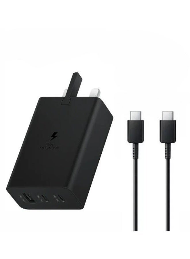 65W USB C Charger for Samsung Galaxy S26 Ultra S26+ S25 Ulta for Super Ultra Fast Charging 3-Port Charger for Lenovo/HP for MacBook Pro Air for iPhone 17 16 15 Pro/iPad Pro 3.28ft USB C Cable Included Black