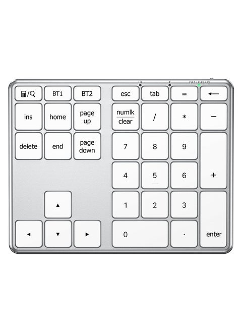 iClever Number Pad for Laptop, Bluetooth Number Pad, USB-C Charge, Aluminum Build, Multi-Device Wireless Number pad for Data Entry, Compatible with Mac, iMac, Tablet, Laptop, PC Desktop