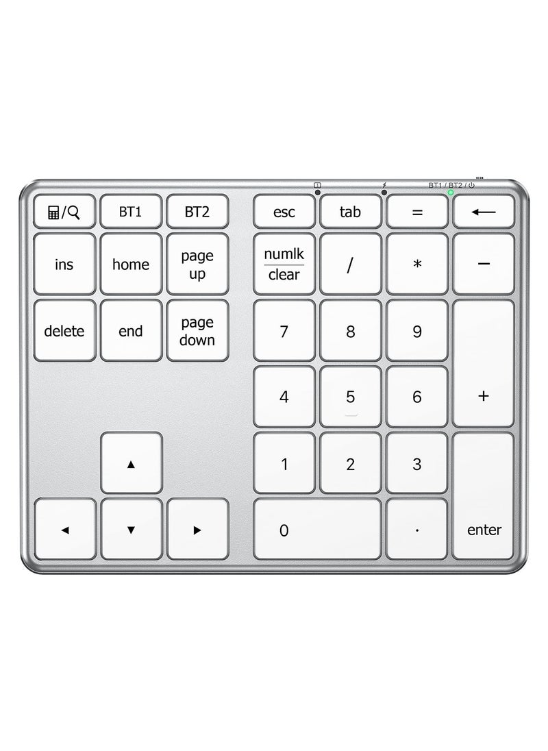 iClever iClever Number Pad for Laptop, Bluetooth Number Pad, USB-C Charge, Aluminum Build, Multi-Device Wireless Number pad for Data Entry, Compatible with Mac, iMac, Tablet, Laptop, PC Desktop  - Image 1