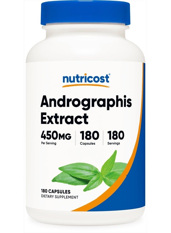 Nutricost Andrographis Extract 450mg, 180 Vegetarian Capsules - Non-GMO & Gluten Free - Image 1