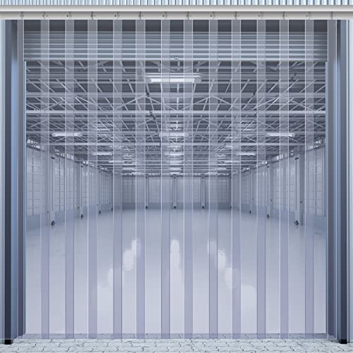 مجموعة ستارة باب بلاستيكية جويكسيكا 36 × 80 بوصة 008 لثلاجات المشي سمك PVC ستارة باب الفريزر مقاومة للماء مصاريع إعصار بوابة للمستودع والمرآب والصناعة واضحة