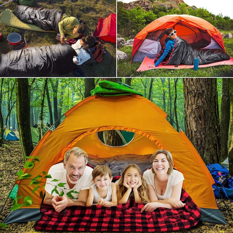 AGEMORE Cotton Flannel Double Sleeping Bag for Camping, Backpacking Or Hiking. Queen Size 2 Person Waterproof Sleeping Bag for Adults Or Teens. Lightweight with Compression Sack - Image 2