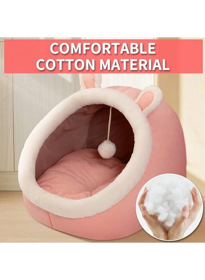 سرير قطط مغلق من الفرو الناعم على شكل كهف دافئ، تصميم مريح للاستخدام داخل المنزل، قابل للضغط والطي لسهولة التخزين، مزوّد بوسادة ناعمة قابلة للإزالة والغسل، قاعدة مانعة للانزلاق لثبات أكبر، مدخل واسع يناسب القطط الكبيرة والصغيرة والكلاب الصغيرة، منزل نوم مريح يمنح حيوانك الأليف راحة تامة، مثالي للاسترخاء اليومي في غرف النوم وغرف المعيشة. - Image 3