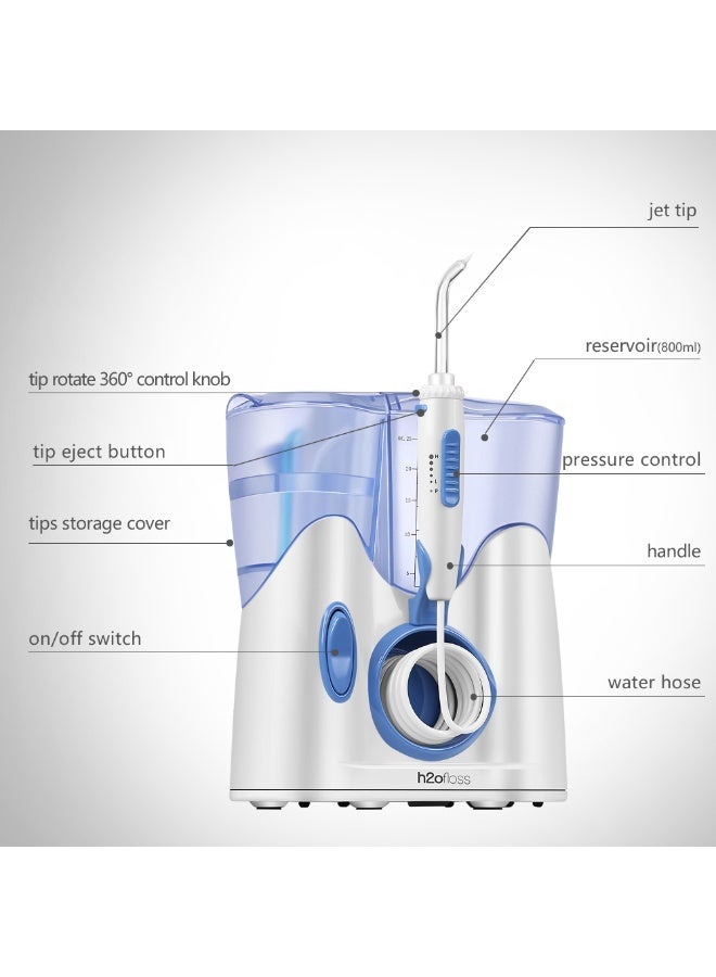H2ofloss Countertop Water Dental Flosser, Stationary Oral Irrigator for Teeth, Braces, Rechargeable & IPX7 Waterproof Teeth Cleaner for Home white - Image 3