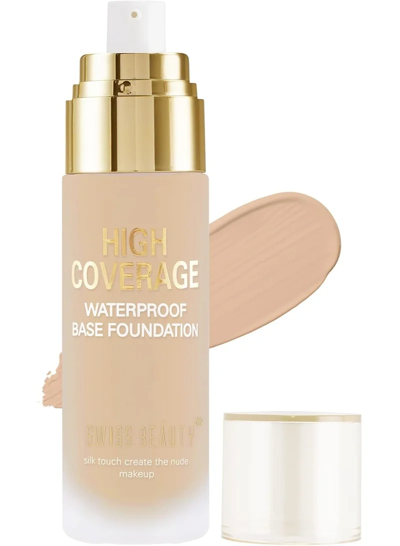 سويس بيوتي Swiss Beauty High Performance Foundation | Water-Resistant | Medium to Buildable Coverage | Lightweight | Easy to Blend | With Vitamin C & Niacinamide | Classic Ivory, 55g
