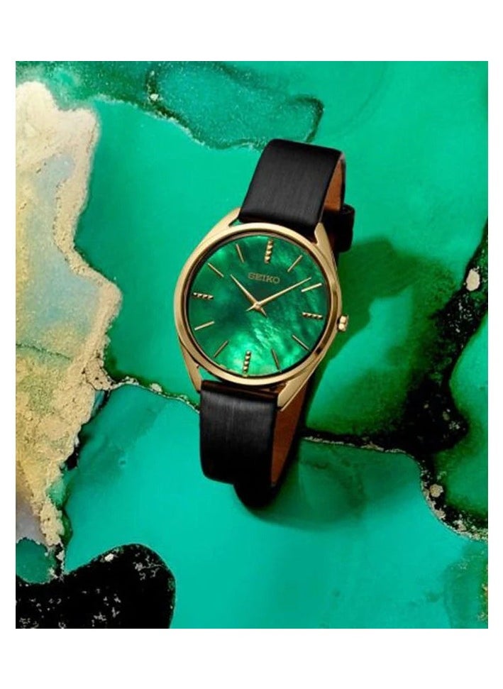 Seiko - Seiko Analog Quartz Green Dial Leather Strap Women's Watch SWR080P1 - Image 1