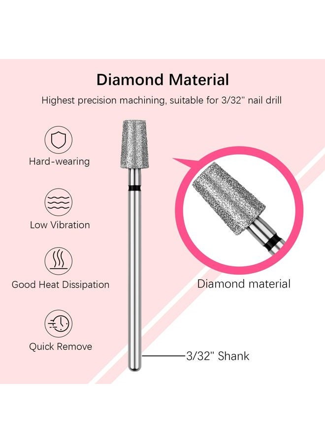 Rolybag Cuticle Nail Drill Bits Tapered Barrel Cuticle Drill Bit for Nail Diamond Drill Bits 3/32” Professional Safety Cuticle Clean Drill for Electric Remove Cuticle Dead Skin Manicure Tools (Coarse) - Image 3