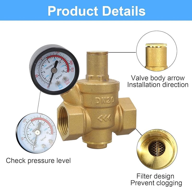 منظم ضغط المياه النحاسي مع مقياس قابل للتعديل 1 2 بوصة DN20 للمنزل - Image 5