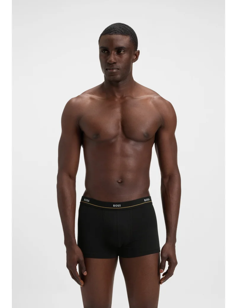 BOSS Five-pack of stretch-cotton trunks with logo waistbands